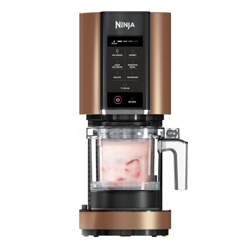 Ninja CREAMi Heladera multifunción, capacidad de 1,4L, 3 tarrinas, 7 programas, Helado, Gelato, Sorbete, Smoothie Bowl, Batido y más, negro/cobre, NC300EUCP