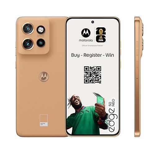 Motorola edge50 neo Smartphone (Kratzfestes 6,36"-pOLED-Display Dank Gorilla Glas 3, 50-MP-Kamera mit Moto-AI, 12/512 GB, widerstandsfähig, Staub- und schmutzdicht) Pantone Lattè, inkl. Schutzcover