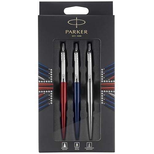 Parker Jotter London Trio Discovery Pack: Kugelschreiber (Royal Blue) | Gelstifte (Red Kensington) & Druckbleistift (Edelstahl)