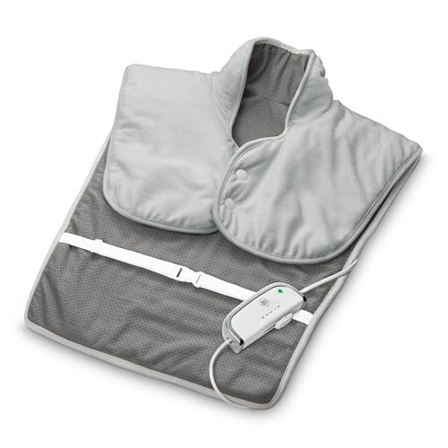 medisana HP 630 Almohadilla de calor para hombros y cuello, eléctrica, poncho de calor con 4 ajustes de temperatura, protección contra el sobrecalentamiento, desconexión automática, lavable