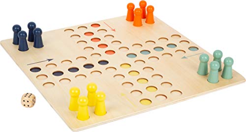 Small Foot 11783 Ludo XL de Madera para 4 Jugadores. Juego de Mesa para Toda la Familia a Partir de los 4 años