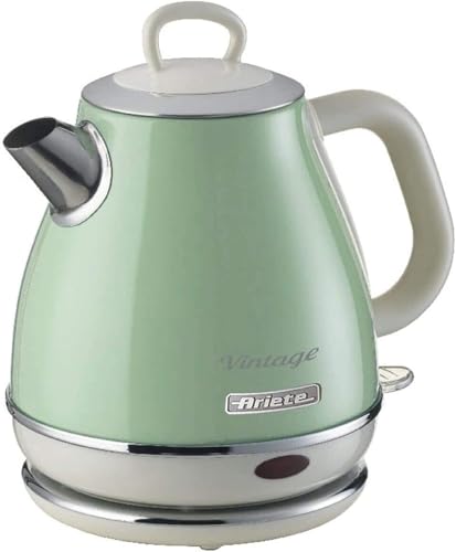Ariete Bouilloire Vintage 2868, Bouilloire Électrique avec Base 360° Sans Fil, Arrêt Automatique, Capacité 1 L, Acier Inoxydable, 1600W, Vert