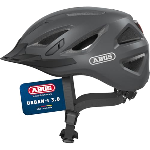ABUS Casco Urbano Urban-I 3.0 - Casco para Bicicleta con luz Trasera, Visera y Cierre magnético - para Hombre y Mujer