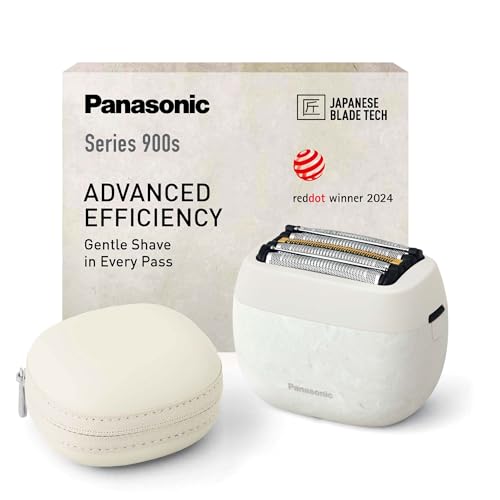 Panasonic ES-PV6B-W803 Serie 900s Afeitadora, Afeitadora Eléctrica de 5 Hojas para Uso En Seco y Húmedo para Hombres, Sensor De Barba Responsivo, USB-C, Estuche De Transporte, NAGORI® Mármol Blanco