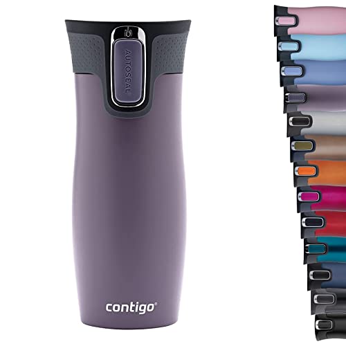 Contigo , West Loop Autoseal Vaso Térmico Aislante De Acero Inoxidable Termo Para Café Sin B Unisex Adult, Morado (dark Blum), 1 Unidad Paquete De