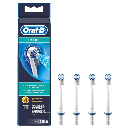 Oral-B OxyJet Aufsteckdüsen, Für eine gezielte Reinigung mit innovativer Mikro-Luftblasen-Technologie, 4 Stück, ED17-4, Mehrfarbig