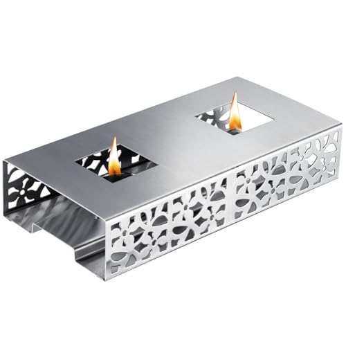 Westmark Bandeja calientaplatos, Placa de Calentamiento de Óptima Calidad para Mantener la Comida Caliente en la Mesa con portavelas, 240 × 120 × 52 mm, Acero Inoxidable