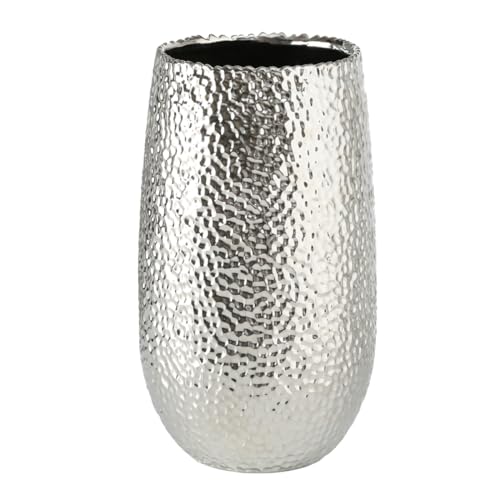 Boltze Lajos 5339500 P323411 - Macetero (31 cm de Altura, Acabado metálico, Elegante jarrón, Objeto Decorativo, decoración)