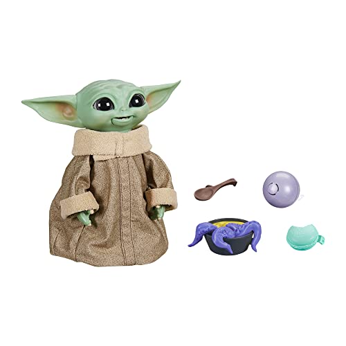 Star Wars Galactic Snackin’ Grogu - Juguete animatrónico de 23 cm de Alto con más de 40 Combinaciones de Sonidos y Movimientos - Accesorios interactivos