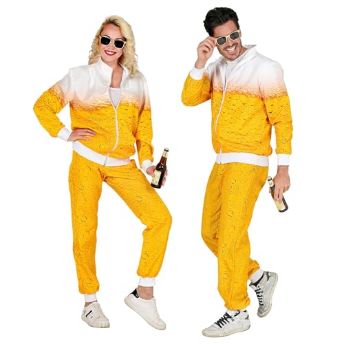 W WIDMANN MILANO Party Fashion - disfraz de chándal de cerveza, traje de dos piezas, atuendo de los años 80, chándal para carnaval y fiestas
