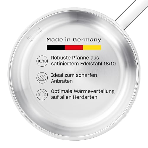 Fissler Original-Profi Collection/Edelstahl-Pfanne (Ø 24 cm) Stielpfanne unbeschichtet mit Innen-Skala - Induktion