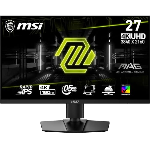 MSI MAG 274UPF E2 27 Zoll UHD Gaming Monitor - 3840 x 2160 Rapid IPS Panel, 160 Hz / 0.5ms (GtG, Min.), 133% sRGB Farbraum, rahmenloses Design, VESA DisplayHDR 400 - DisplayPort 1.4a, HDMI™, USB Typ-C