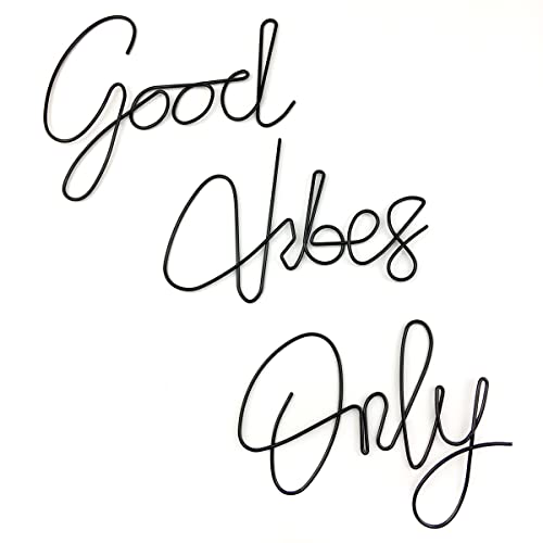 Marynee Good Vibes Only - Décoration murale en métal - Décoration murale inspirante pour chambre, bureau, maison, mur - 22,9 x 15,2 cm - Noir
