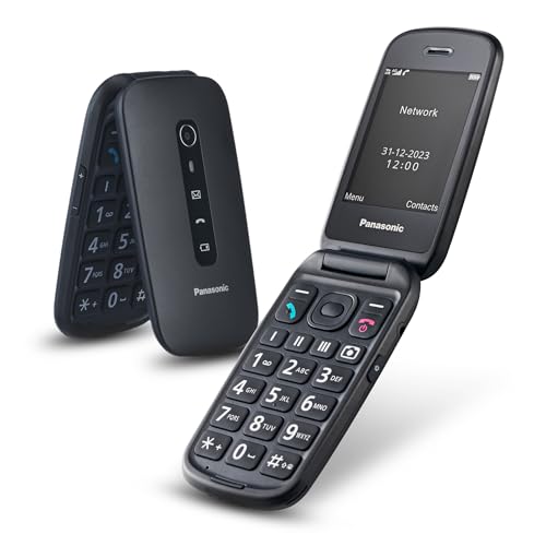 Panasonic KX-TU550EXB 4G Essentials Clamshell Teléfono Móvil para Personas Mayores, Cámara De 1.2 MP, con Pantalla Grande de 2.8", 300 Horas De Tiempo En Espera, Negro