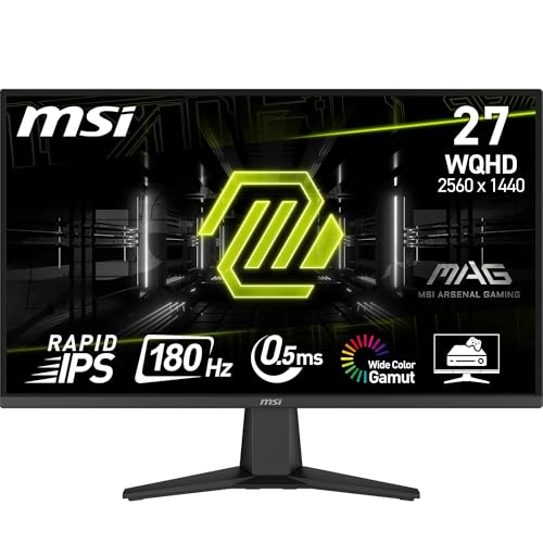 MSI MAG 275QF Monitor Gaming 27" WQHD - IPS (2560 x 1440) WQHD, 180Hz / 0.5ms, Adaptive-Sync, Rapid IPS - DP 1.4, HDMI 2.0b