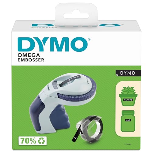 DYMO Omega rotuladora de estampación | Rotuladora de estampación pequeña con sistema de giro y clic y diseño ergonómico | Para uso doméstico y proyectos de manualidades (€ÑÅÆ y Ø)