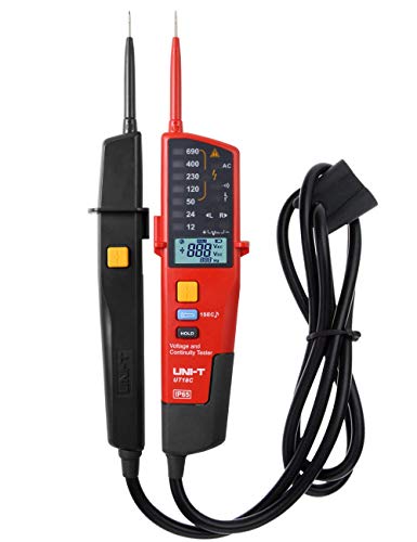 UNI-T UT18C Probador de Voltaje y Continuidad - Digital LCD Medidor Tester Detección de Voltaje de Rango Automático con Indicación de LED Luz