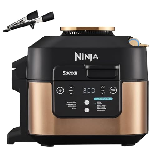Ninja Speedi 10-en-1 Autocuiseur rapide, Air Fryer, Friteuse à air et Multicuiseur, 5.7L, Repas pour 4 en 15 minutes, Vapeur, Gril, Cuire au four, Rôtir, Mijoter et plus, Noir et Cuivre ON400EUCP