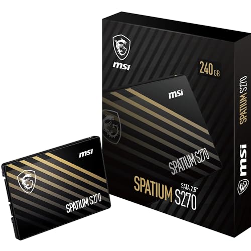 MSI SPATIUM S270 SSD 240 GB – SATA 3 2,5-Zoll-Solid-State-Drive, 500 MB/s Lesen und 450 MB/s Schreiben, 3D NAND, integrierte Datensicherheit, Center