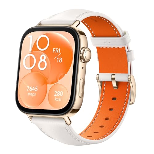 HUAWEI Watch FIT 3 Pantalla AMOLED de 1.82 Pulgadas, Diseño Ultrafino, Llamadas por Bluetooth, hasta 10 días de batería, Compatible con Android & iOS, Blanco Cuero