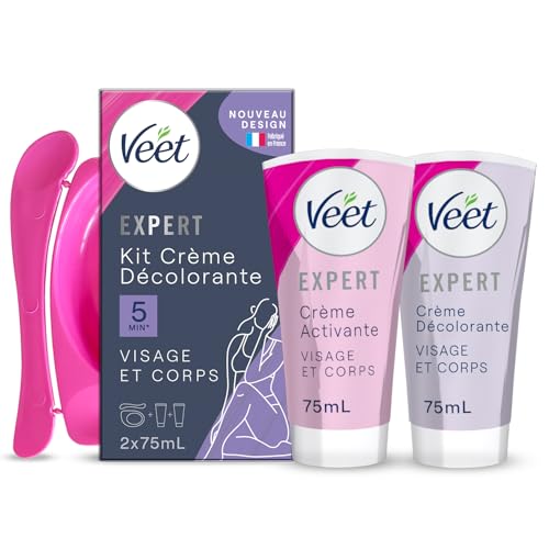 Veet - Crème Décolorante Visage et Corps - 2 Flacons de 75 ml
