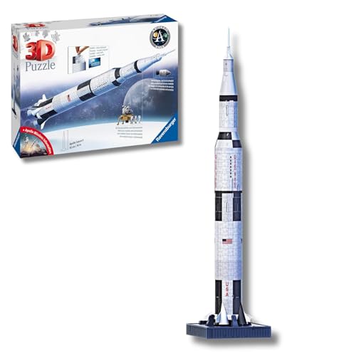 Ravensburger - Puzzle 3D Adultos NASA: Apollo Saturn V | Puzzles 3D para Adultos | Maquetas para Montar De 504 Piezas