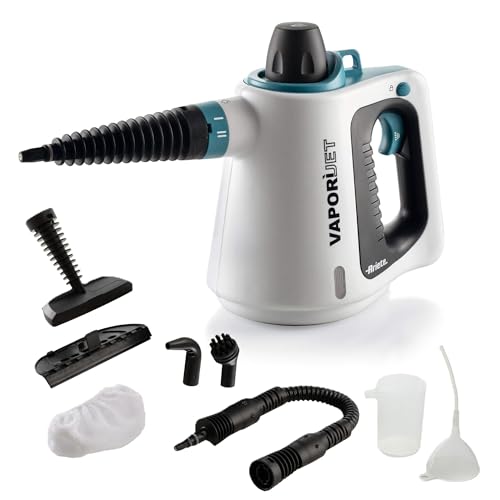 Ariete 4137 - Pistola de vapor, 1.050 W, 3,5 bar, capacidad 0.17 l, tapón seguridad, caldera aluminio, 8 accesorios de limpieza, vapor 8 minutos, calentamiento 3 minutos, color blanco