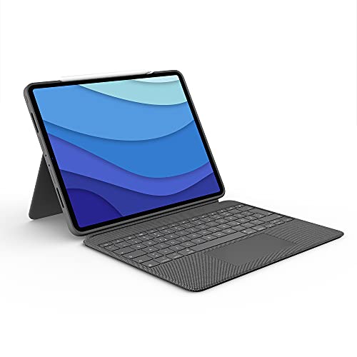 Logitech Combo Touch iPad Pro 12,9 (5. Gen - 2021) Keyboard Case, Abnehmbare Tastatur mit Hintergrundbeleuchtung, Click-Anywhere Trackpad, Smart Connector, Deutsches QWERTZ-Layout - Grau G335