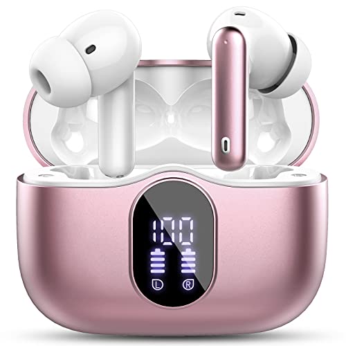 Btootos Auriculares Inalámbricos, Bluetooth 5.3 con HD Micrófono HiFi Estéreo Pantalla LED, Reducción de Ruido, 13 mm Controlador dinámico, IP7 Impermeable 36H Cascos Inalambricos