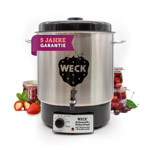 Weck WAT 24A Macchina per conserve 1800 Watt, con rubinetto, senza timer, in acciaio INOX, 230 W