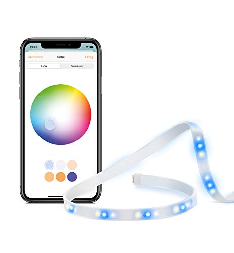 Eve Light Strip (Apple Home) – Smarter LED-Lichtstreifen, 2 m, weiß, Farbe (RGB), 1800 lm, dimmbar, selbstklebend, keine Bridge erforderlich, WiFi, WLAN, App-Steuerung
