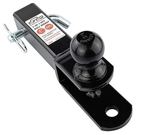 TOPTOW - Enganche de Bola para Remolque para cuatrimoto/UTV, Bola de 5 cm, Pasador de grillete, se Adapta a Receptor de 5 cm