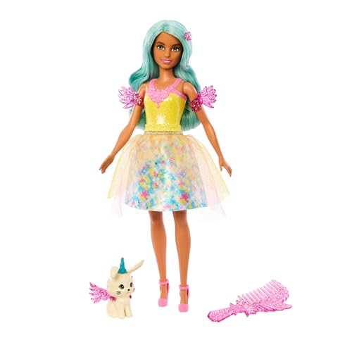Barbie A Touch of Magic Teresa Poupée et accessoires avec tenue fantastique, animal de compagnie, laisse et accessoires de mode, JCW51