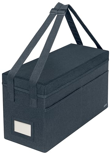 Leitz Bolsa Organizadora Oficina con Tapa, Maletín Hot Desking Plegable para Portátil 16'', Organizador de Escritorio de Terciopelo con Asas y Compartimentos, Gris