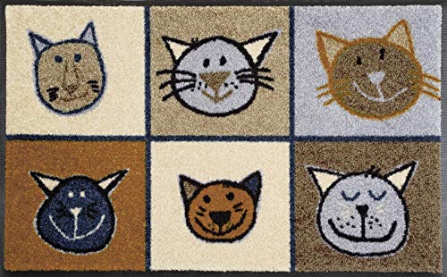 Wash&Dry Miau Felpudo, Poliamida, Multicolor, 50x75cm