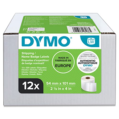 DYMO Original LabelWriter Versandetiketten/-Namensschilder (Groß) | 54 mm x 101 mm | 12 Rollen mit je 220 leicht ablösbaren Etiketten (2.640 Etiketten) | für LabelWriter Etikettendrucker