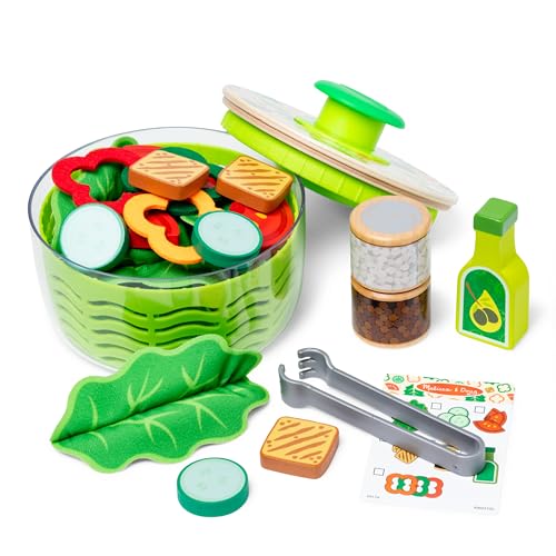 Melissa & Doug - Coffret Jeu Essoreuse À Salade 28 Pièces - Accessoires Cuisine - Jeu Imitation - Jouet en Bois - Jouet D'Activité, De Développement Et d'apprentissage - Cadeau Enfant 3 Ans Et +