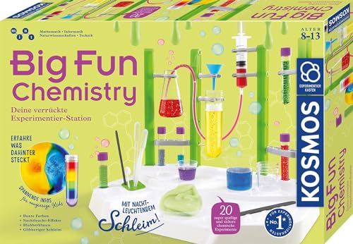 Kosmos Big Fun Chemistry 645649 - Kit de experimentación para niños a Partir de 8 años, Limo glibbriger, líquidos burbujeantes, Kit de construcción química para niños