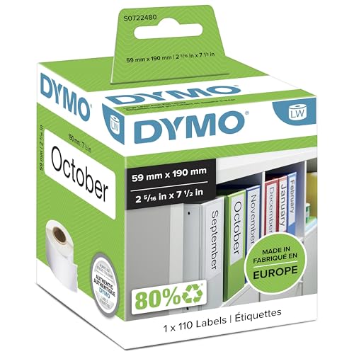 DYMO LabelWriter Etiquetas pequeñas multiuso/LAF auténticas de | 38 mm x 190 mm | Rollo de 110 etiquetas fáciles de despegar | Autoadhesivas | Para rotuladoras LabelWriter