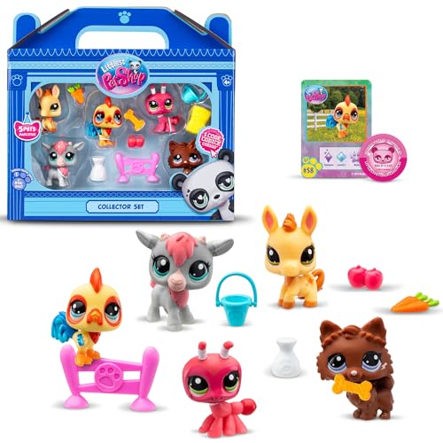 Littlest Pet Shop - Set del tema Fattoria - 5 animali e accessori - Licenza ufficiale - Coffret giocattolo animali carini - Miniature - Giocattolo per bambini 4 anni e + - BF00510