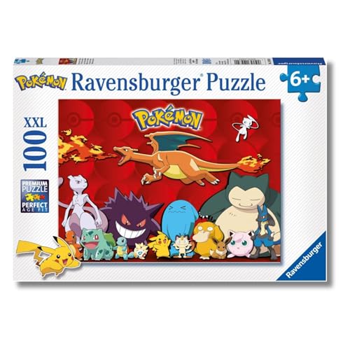 Ravensburger - Puzzles XXL Pokemon | Puzzle Bambini 6 Anni In Su | Puzzle Ravensburger 100 Pezzi | Giochi Per Bambini 36 X 49 Cm | Regalo Bambino 6 Anni O Più