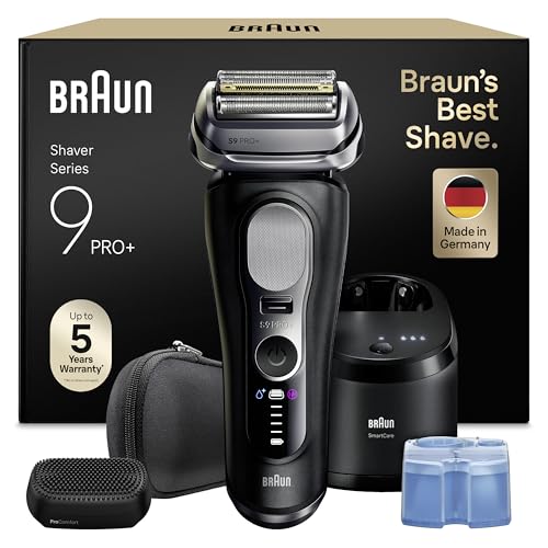 Braun Series 9 PRO+ Elektrorasierer Herren, 5+1 Ultradünne Präzisionsklingen, Pro-SensoAdapt, Rasierapparat mit 60 Min. Akku, 6-in-1 SmartCare Center, Nass- und Trockenrasierer – 9690cce, Schwarz