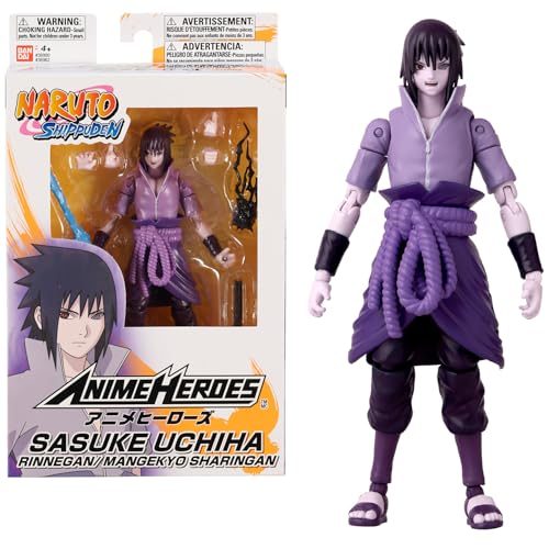BANDAI - Anime Heroes - Naruto Shippuden - Figurine Sasuke Anime Heroes 17 cm - Uchiwa Sasuke Rinnegan/Mangekyo Sharingan - 36962