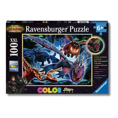 Ravensburger - Puzzles XXL Dragons B | Puzzle 6 Años O Más | Regalo Niño 6 Años O Más De 100 Piezas | Rompecabezas Niños De 36 X 49 Cm Puzzle