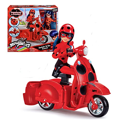 Bandai - Miraculous Ladybug - Scooter Miraculous Switch'n go + poupée articulée Ladybug Lucky Charm 26cm - P50668