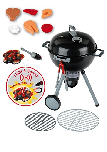 Theo Klein 9401 Barbacoa de Bola Weber Premium con luz y Sonido, con Pila de carbón, tenazas de Barbacoa, Medidas 40 cm x 32 cm x 53 cm, Juguete para niños a Partir de 3 años