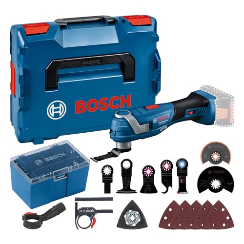 Bosch Professional 18V System Utensile multifunz. a batteria GOP 18V-34 (motore brushless, Vibration Control, molteplici lame,1 platorello,5 fogli abrasivi,5 accessori,L-BOXX, senza batt./caricabatt.)