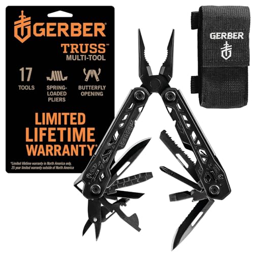 Gerber Strumento multi-uso con fodero in nylon e 17 funzioni, Truss Multi-tool, Nero, 30-001780
