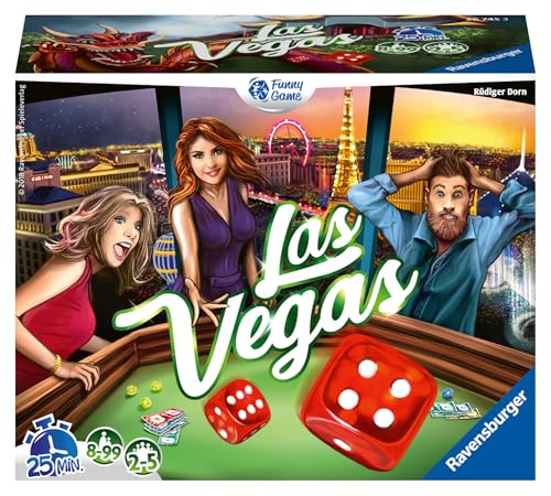 Ravensburger - Las Vegas Jeu de Société - Jeu Casino Stratégique - Jeu d'Ambiance Familial avec Dés - De 2 à 5 Joueurs - Dès 8 Ans - 26745 - Version Française