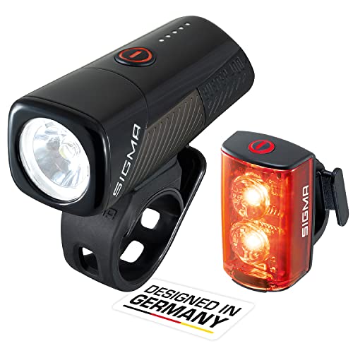 SIGMA - Buster 400 / RL 80 Set | Luces LED Delanteras y traseras | 400 lúmenes y 80 lúmenes | Luces de Bicicleta Delanteras y traseras a Pilas con Cinco Modos de iluminación, Talla única